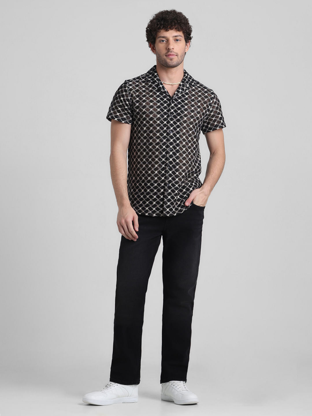 Black Mid Rise Clark Regular Fit Jeans