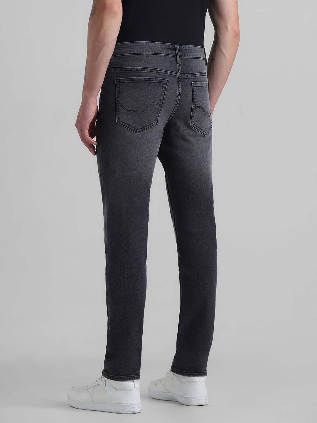 Black Low Rise Distressed Glenn Slim Fit Jeans