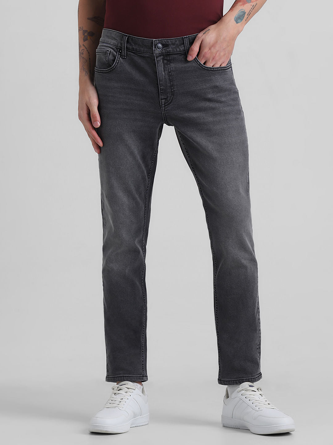 Grey Low Rise Glenn Slim Fit Jeans - 28/30