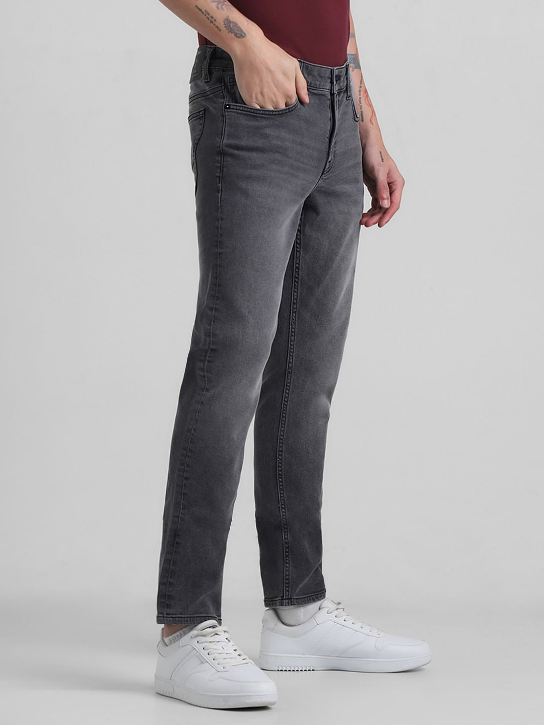 Grey Low Rise Glenn Slim Fit Jeans