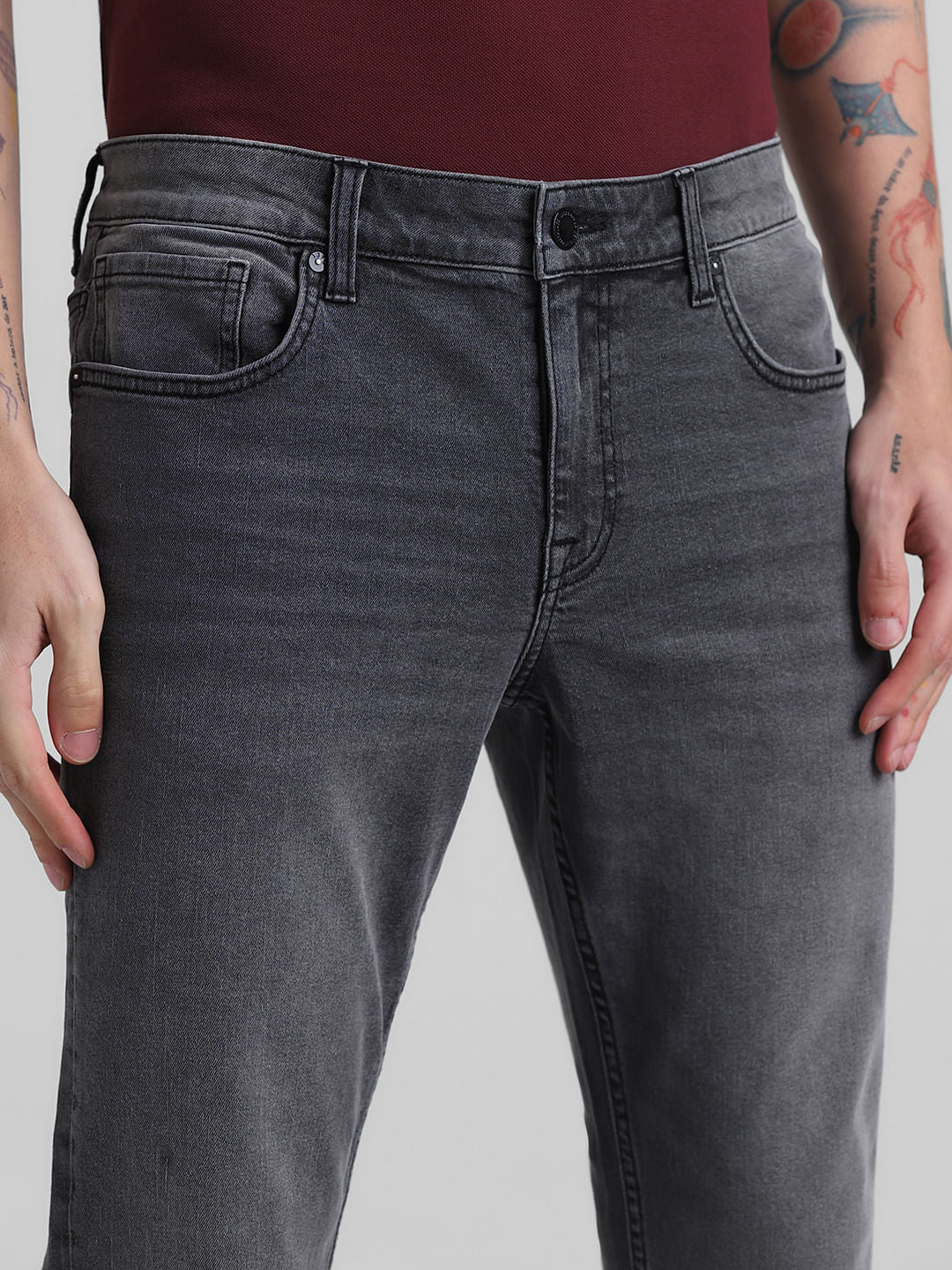 Grey Low Rise Glenn Slim Fit Jeans