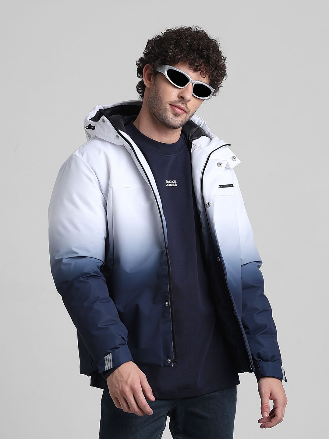 White Ombre Hooded Jacket - S