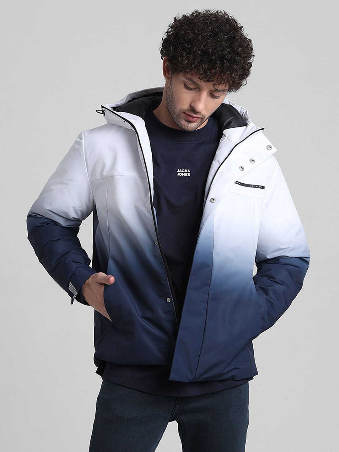 White Ombre Hooded Jacket