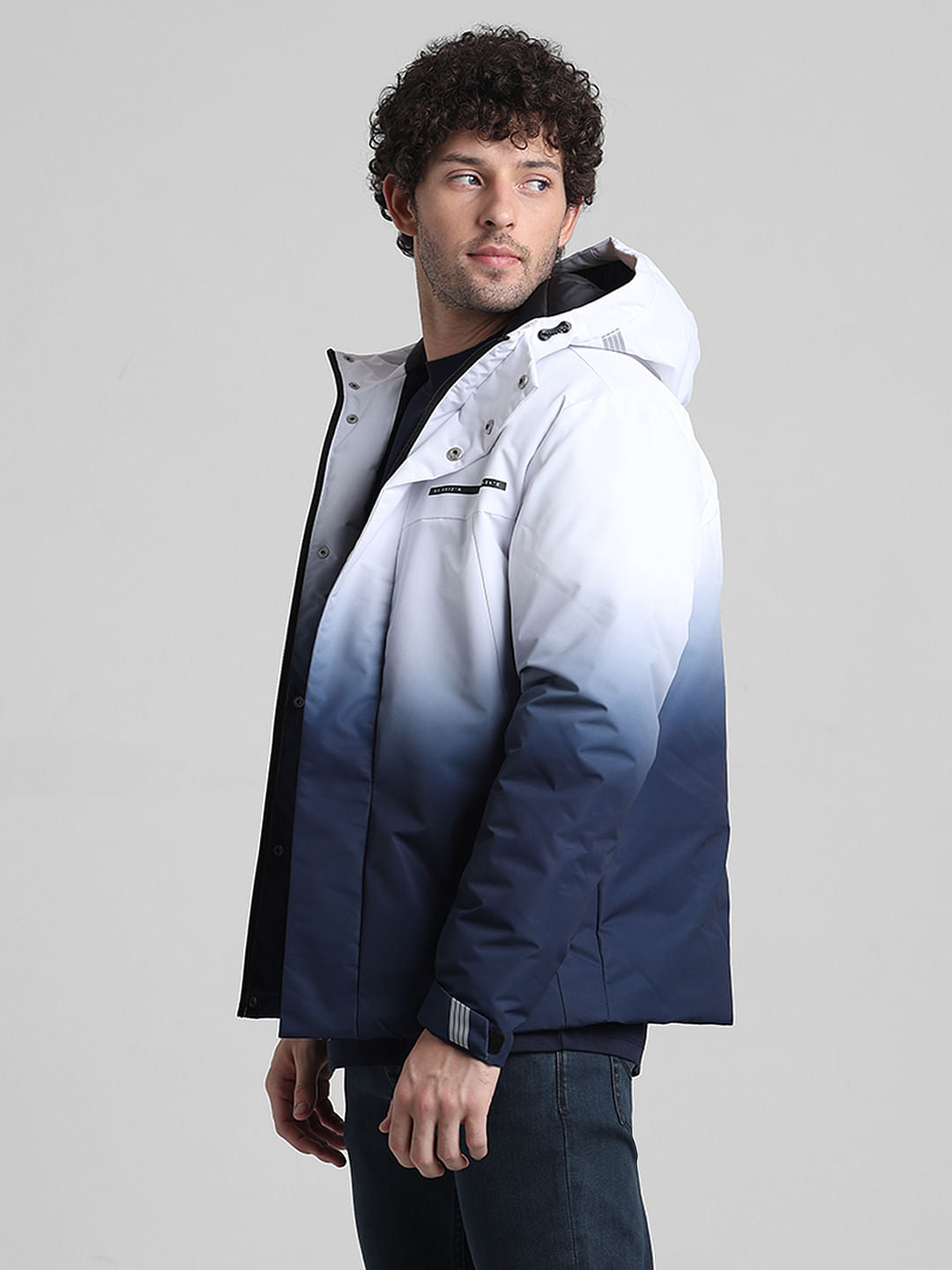 White Ombre Hooded Jacket