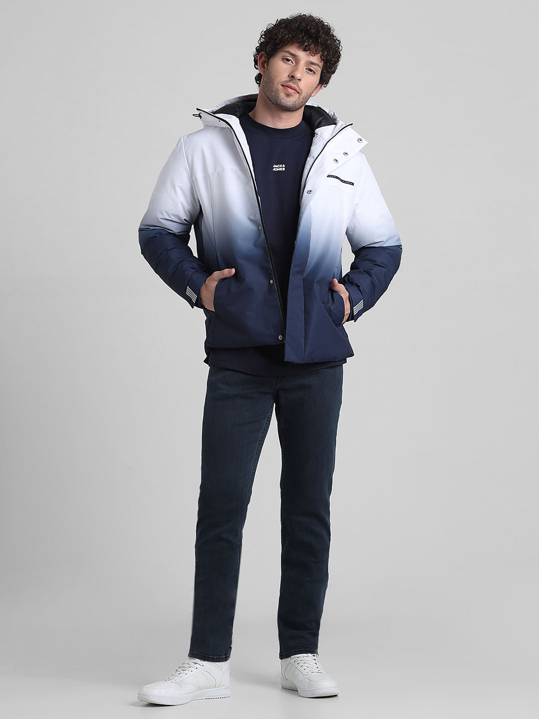 White Ombre Hooded Jacket