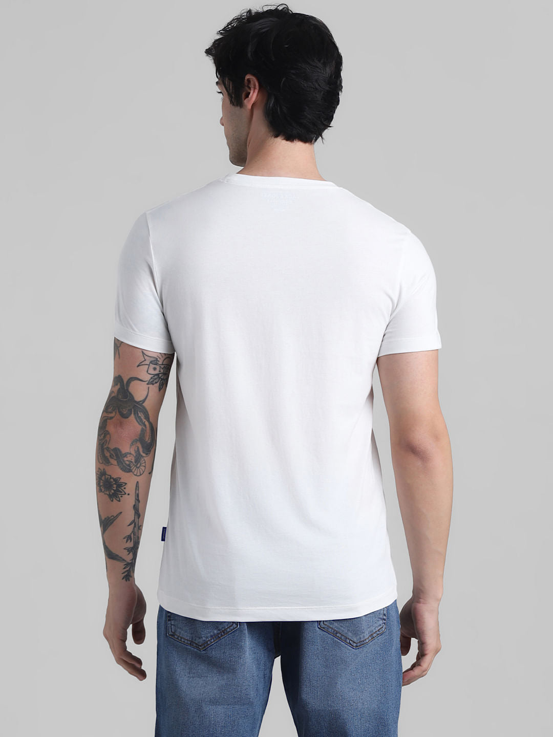 White Map Print Crew Neck T-shirt