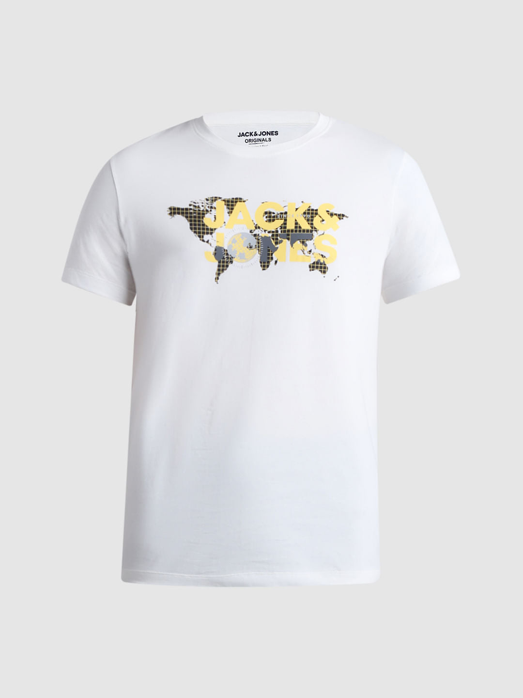 White Map Print Crew Neck T-shirt