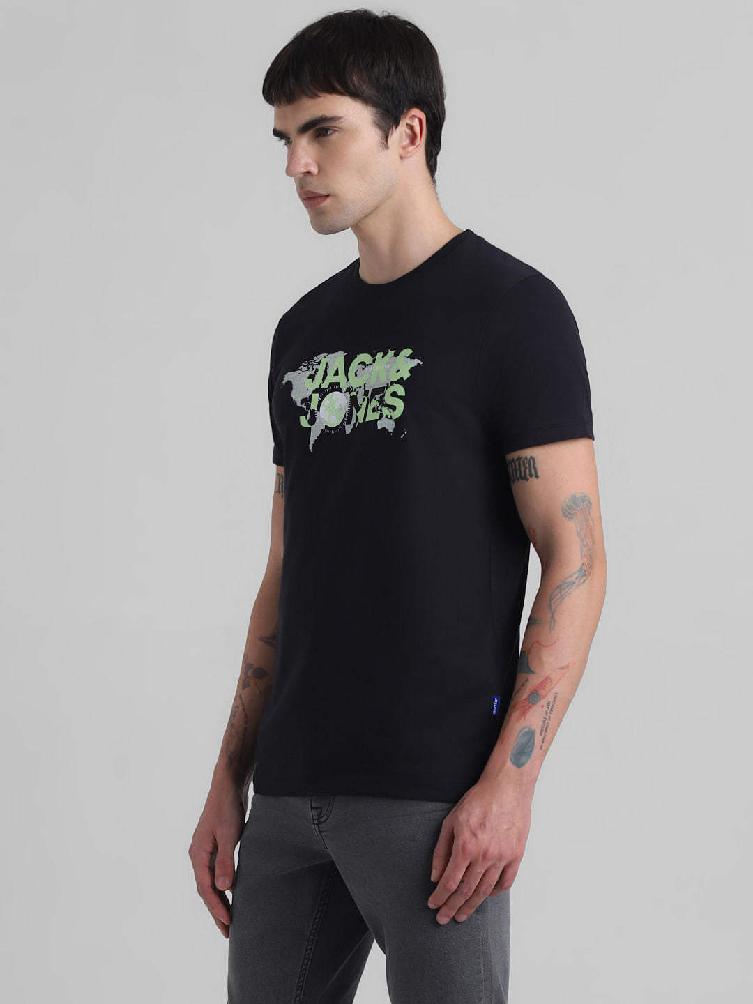 Black Logo Print Crew Neck T-shirt