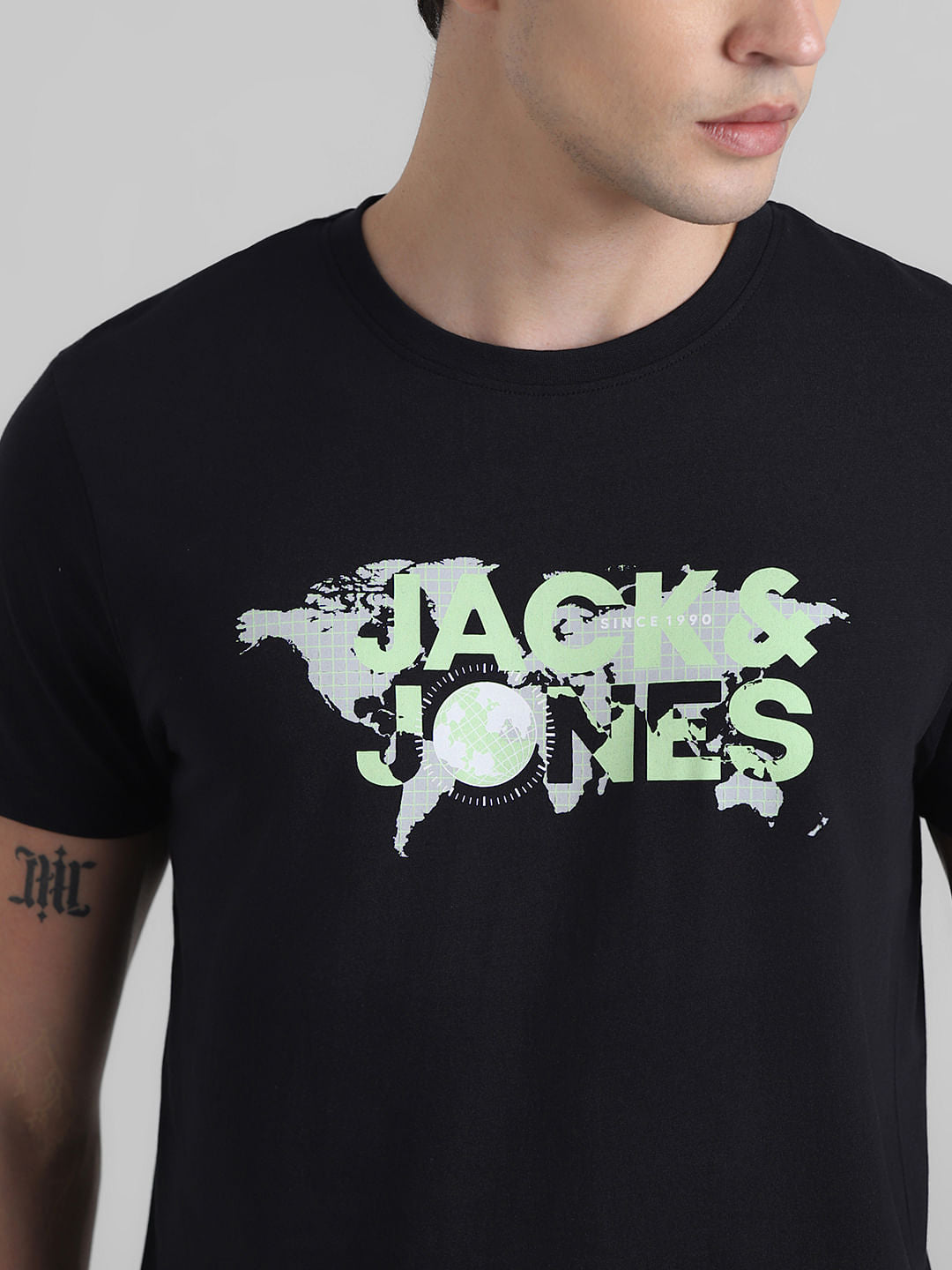 Black Logo Print Crew Neck T-shirt