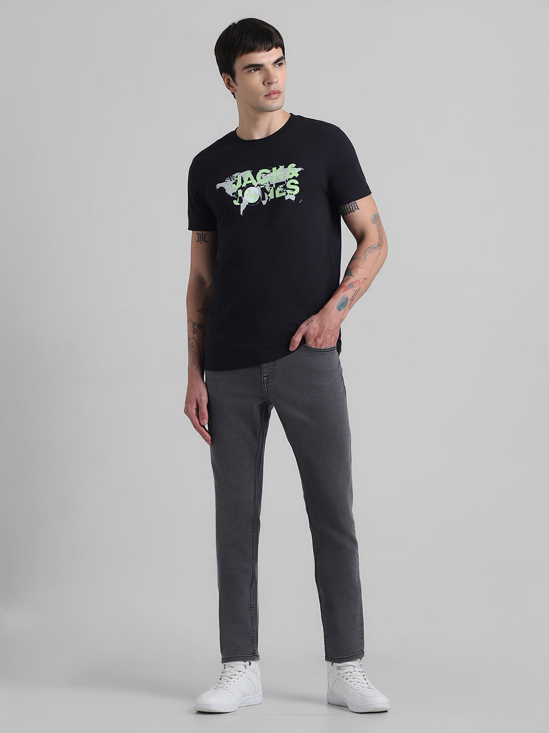 Black Logo Print Crew Neck T-shirt