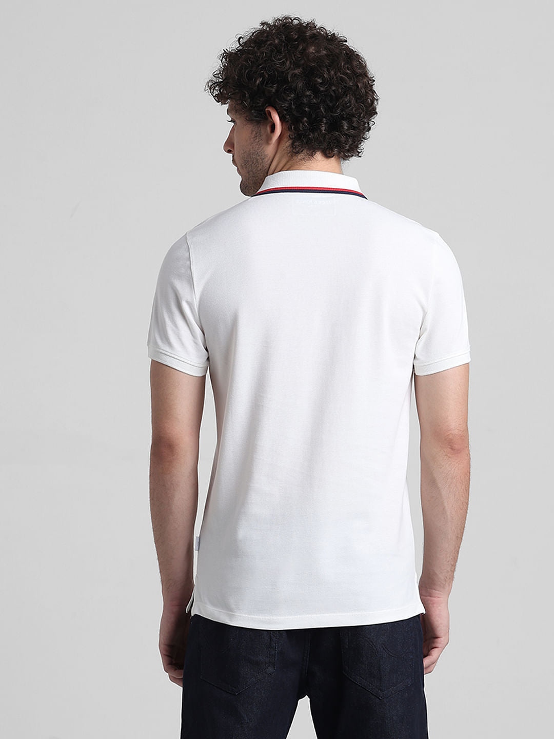White Logo Text Detail Polo