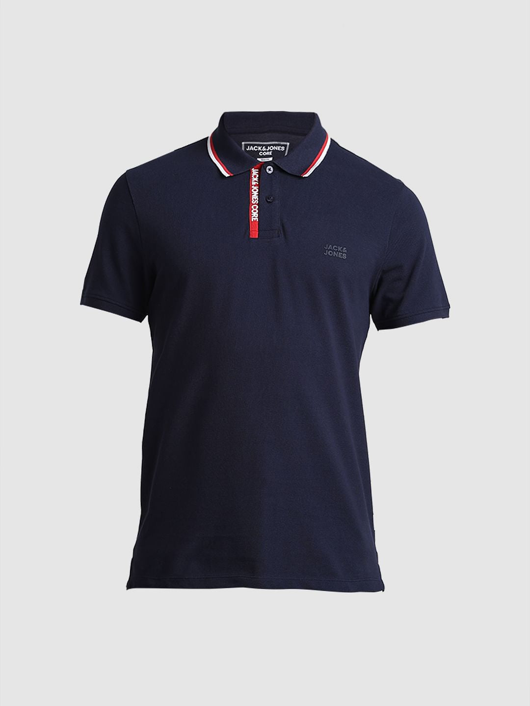 Navy Blue Logo Text Detail Polo
