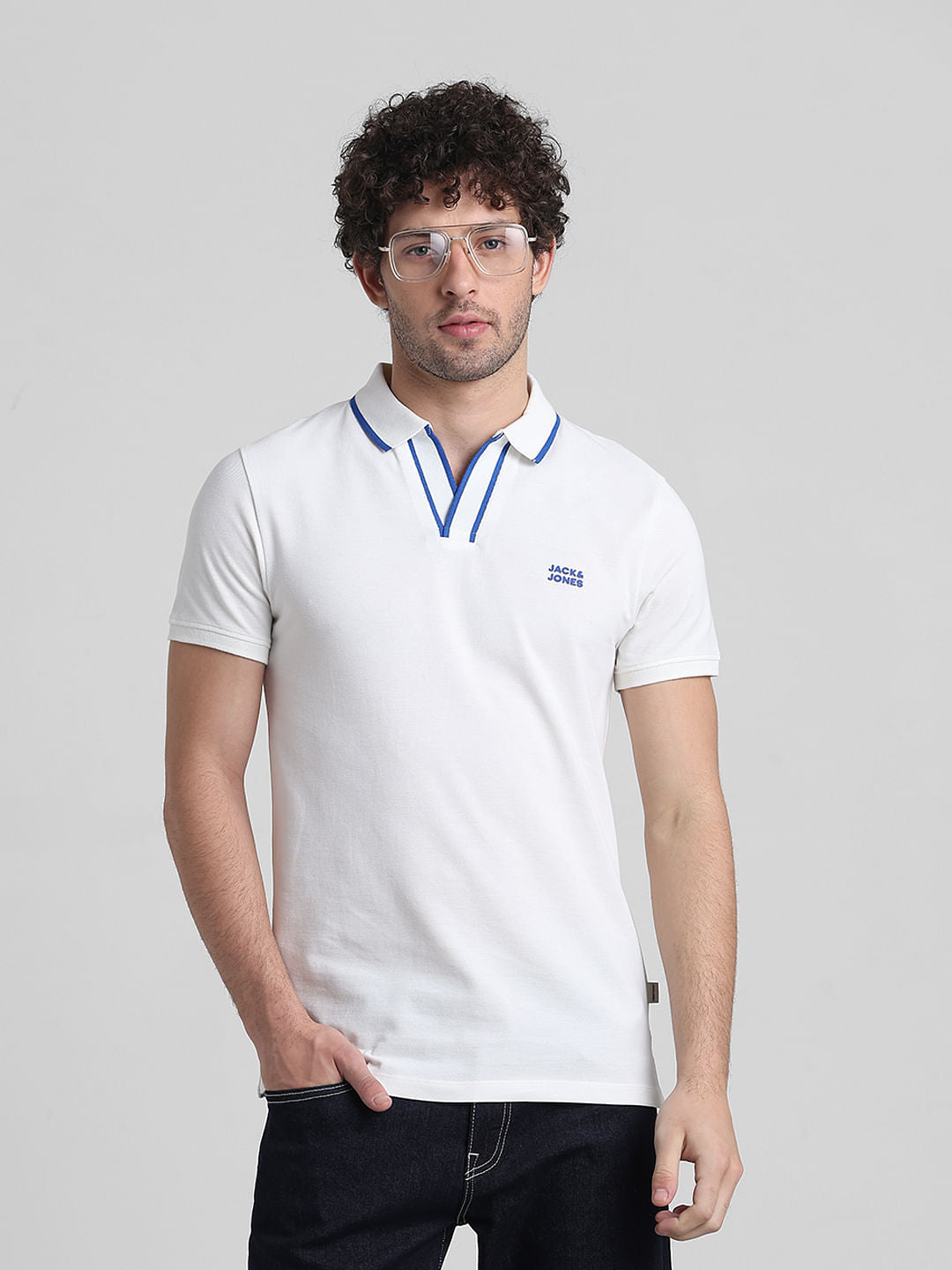White Cotton Polo T-shirt - S
