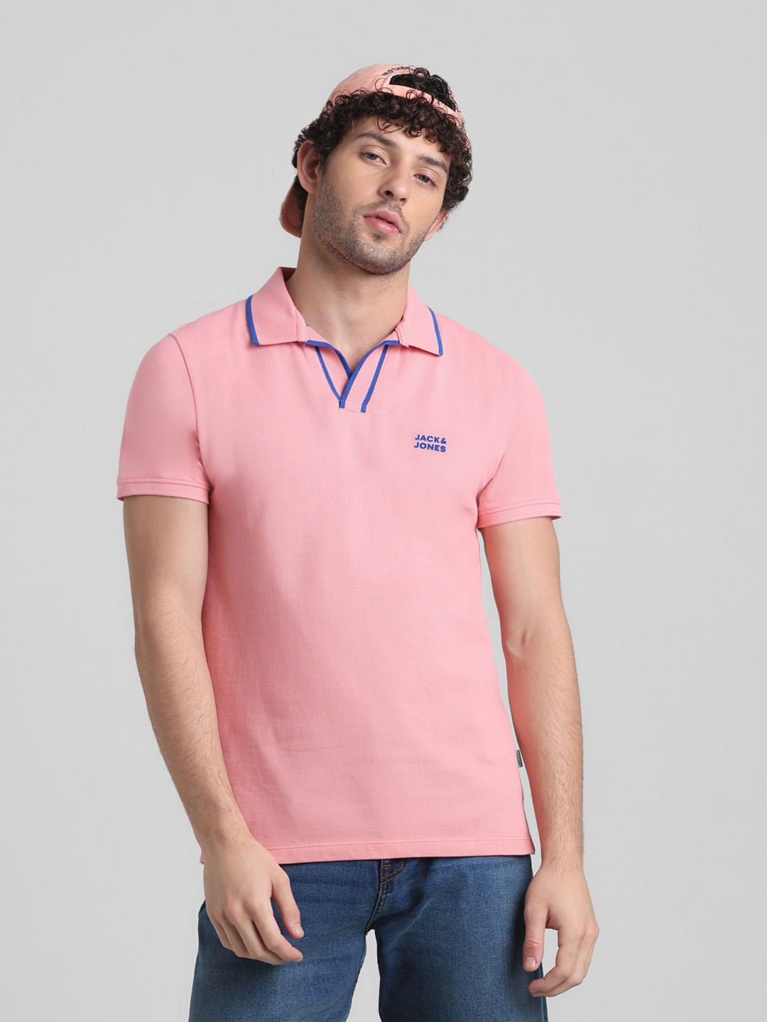 Pink Cotton Polo T-shirt - S