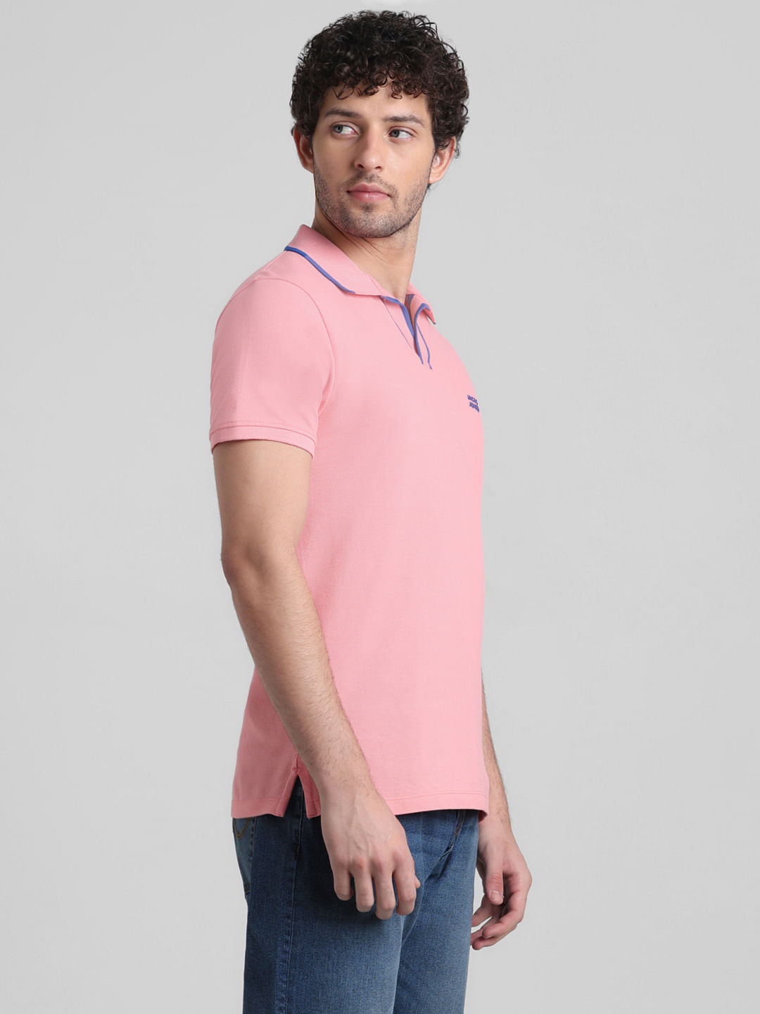 Pink Cotton Polo T-shirt