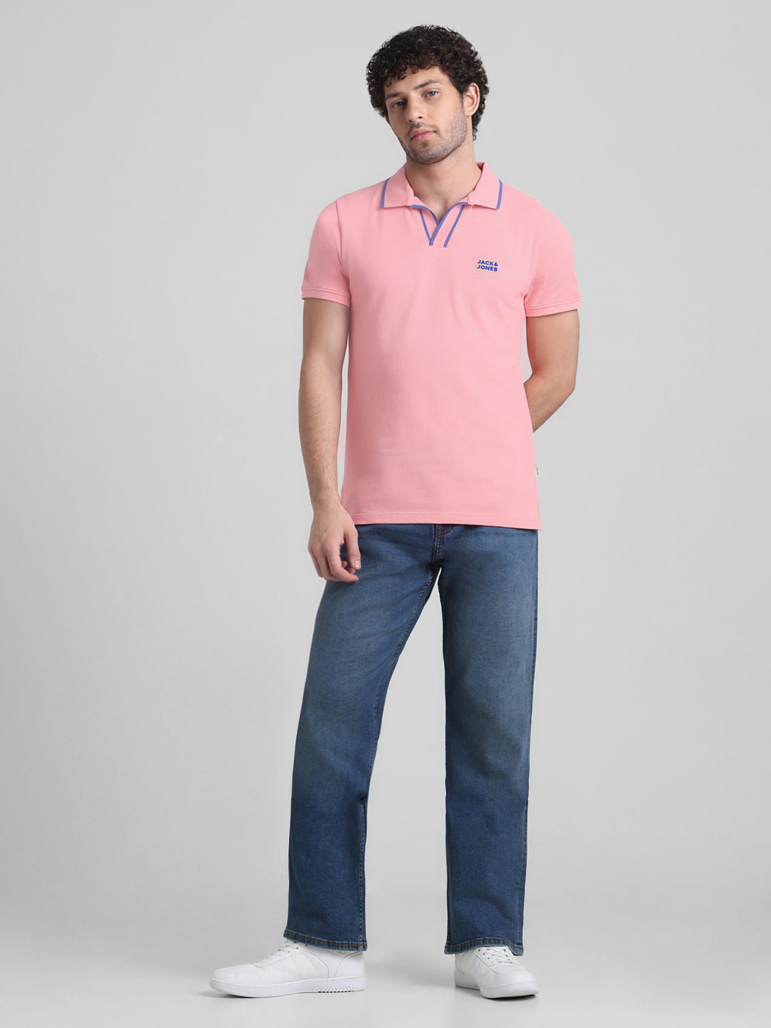 Pink Cotton Polo T-shirt