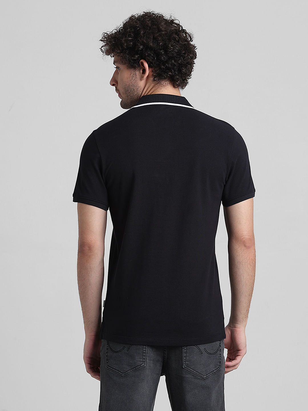 Black Cotton Polo T-shirt