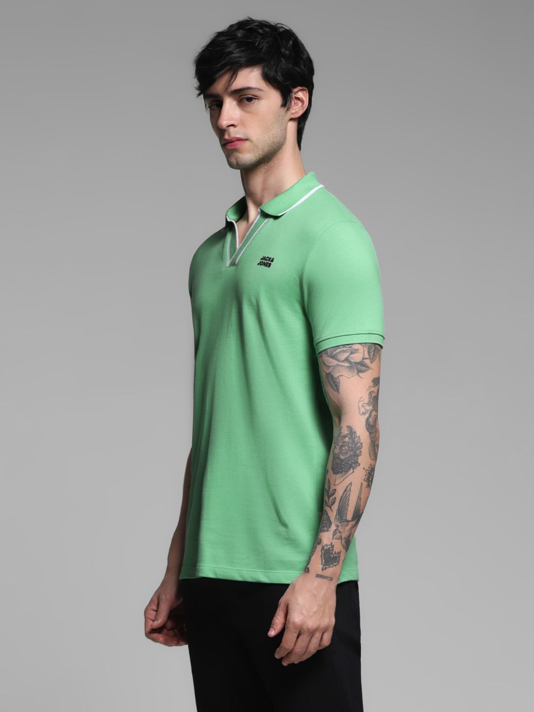 Green Contrast Tipping Polo