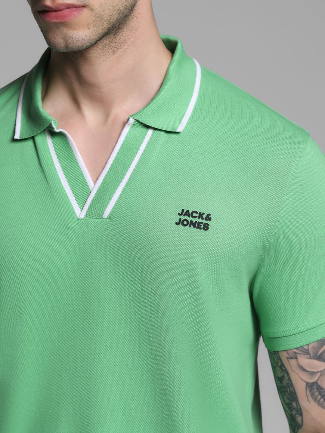 Green Contrast Tipping Polo
