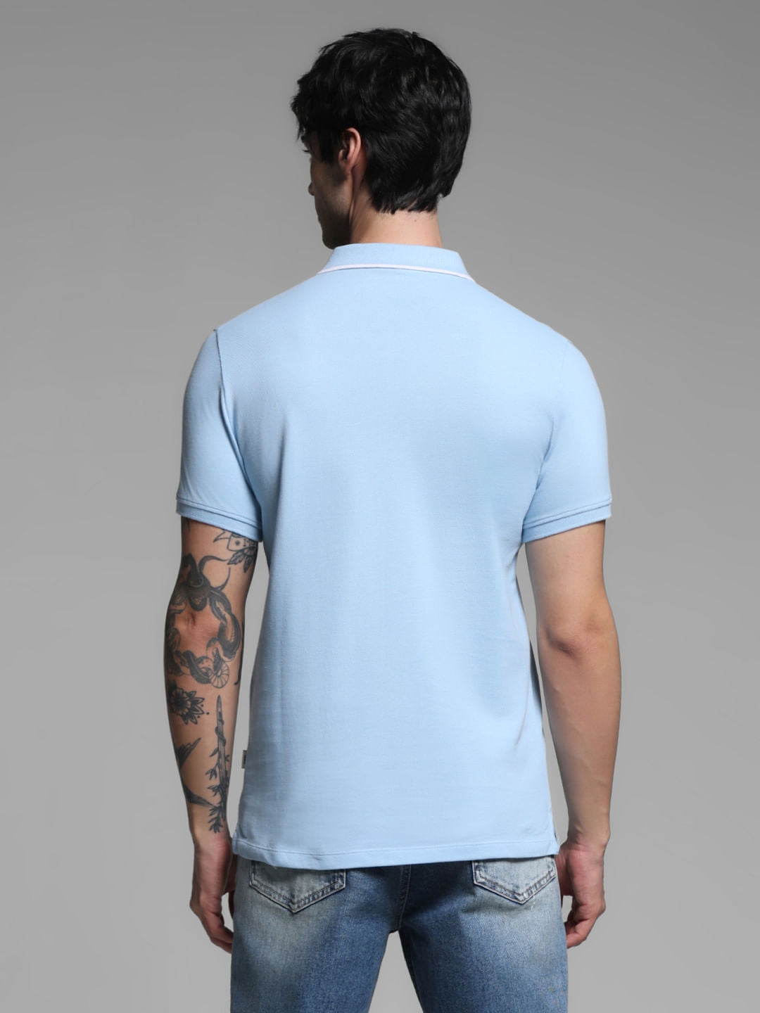 Blue Contrast Tipping Polo