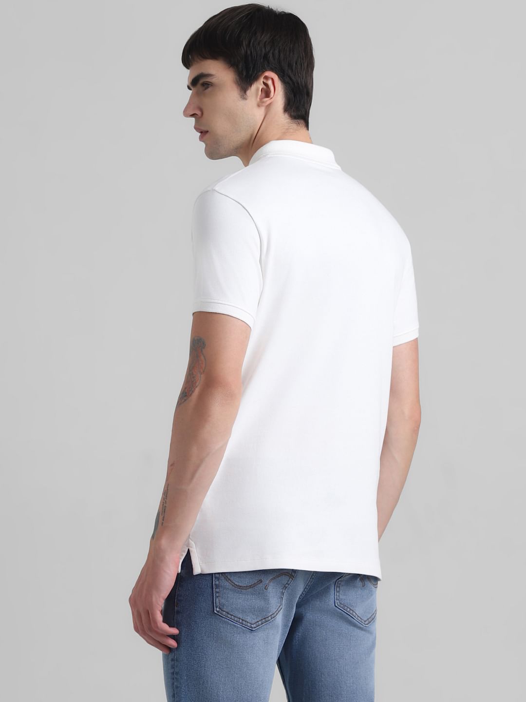 White Zip Detail Polo T-shirt