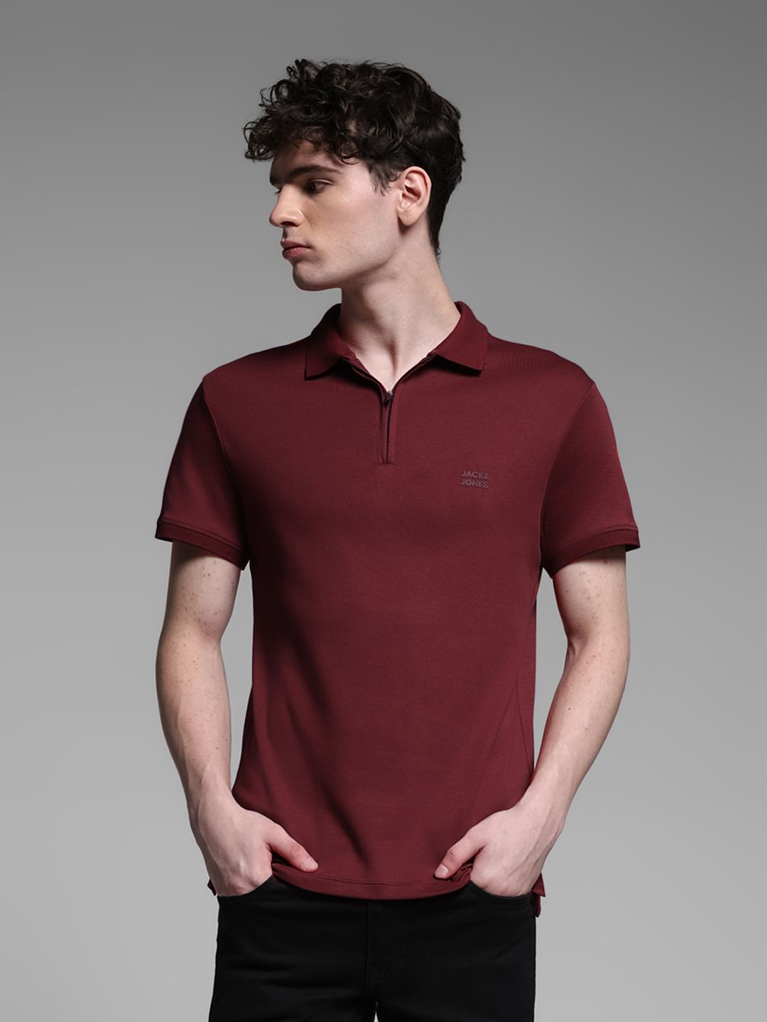 JACK7&JONES RED POLO T-SHIRT - S