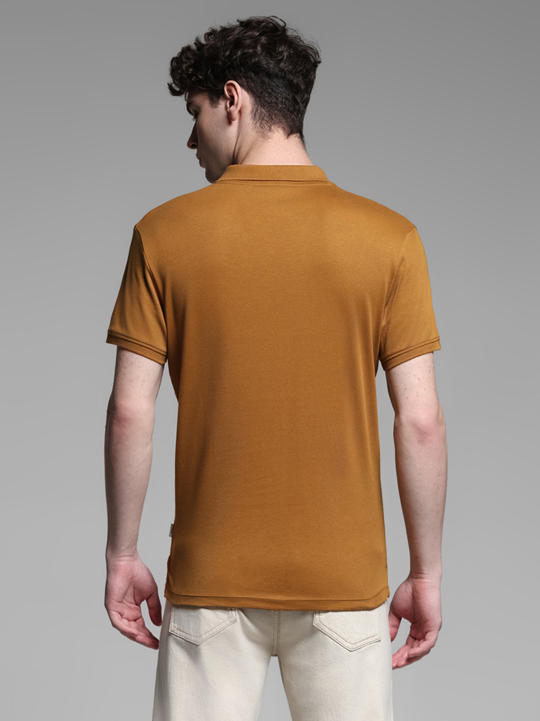 Golden Brown Zipped Polo