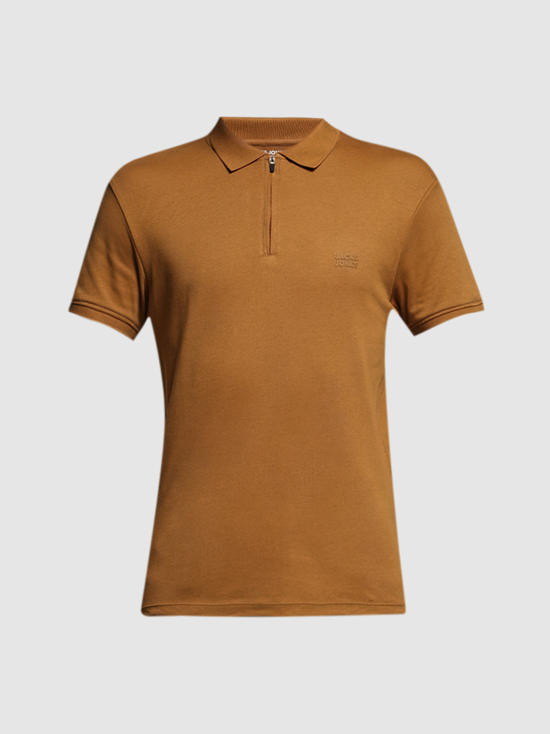 Golden Brown Zipped Polo