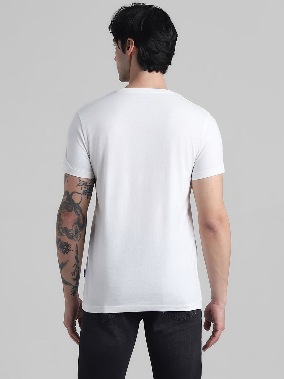 White Logo Branding Crew Neck T-shirt