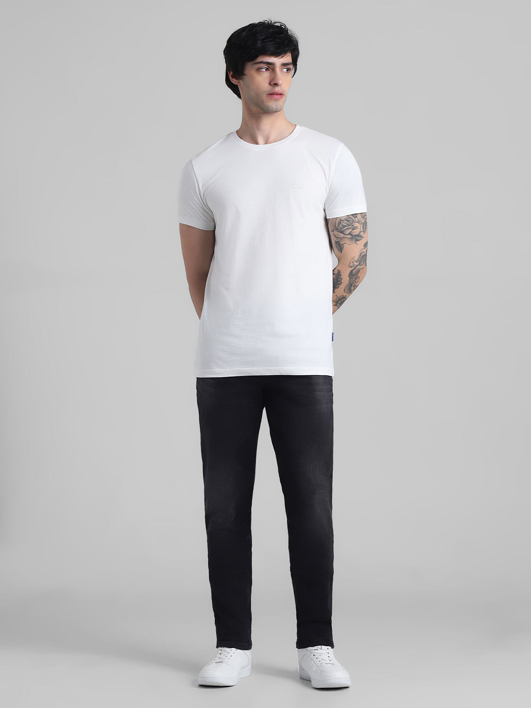 White Logo Branding Crew Neck T-shirt