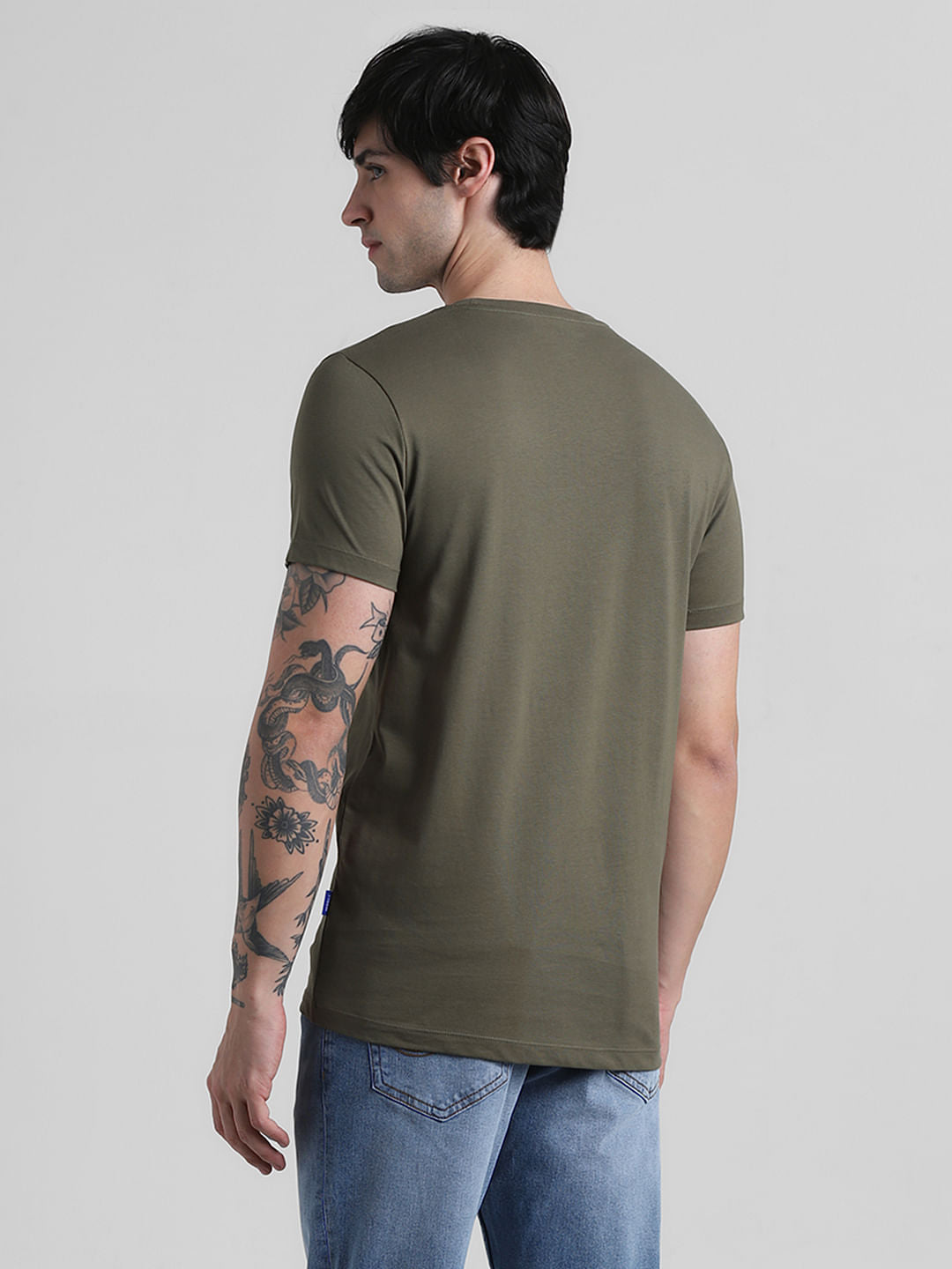Olive Logo Branding Crew Neck T-shirt