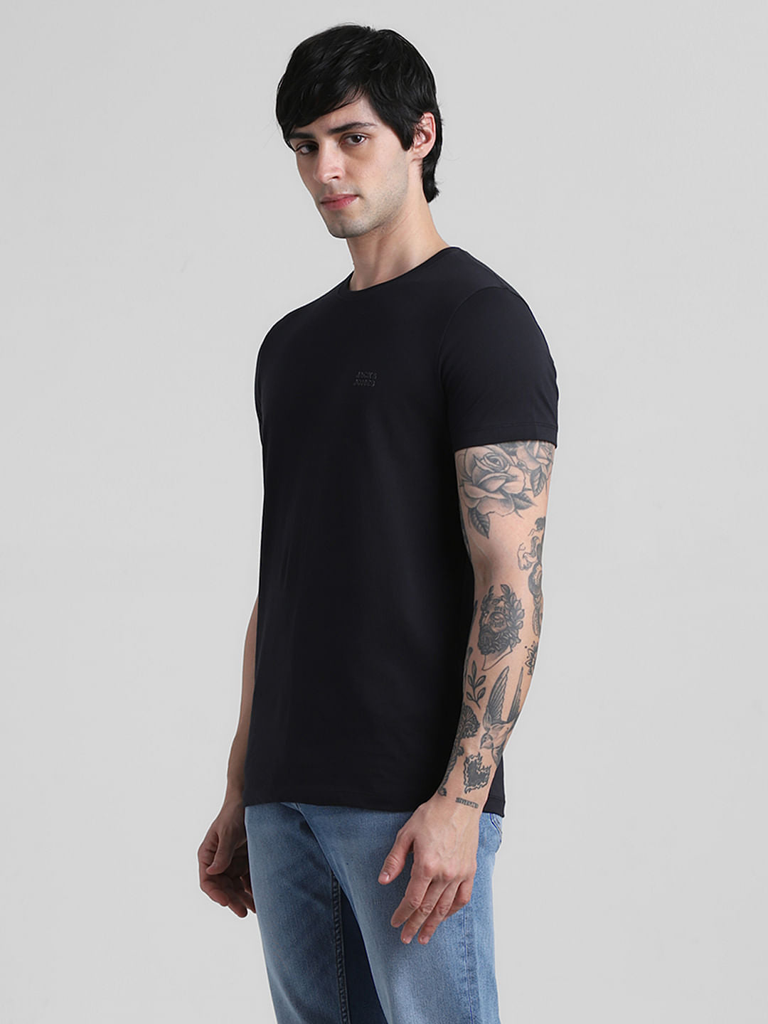 Black Logo Branding Crew Neck T-shirt