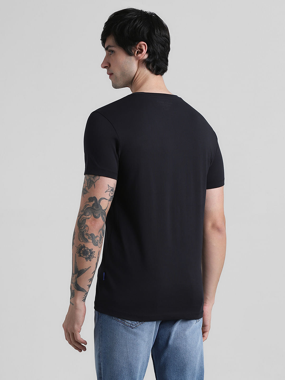 Black Logo Branding Crew Neck T-shirt