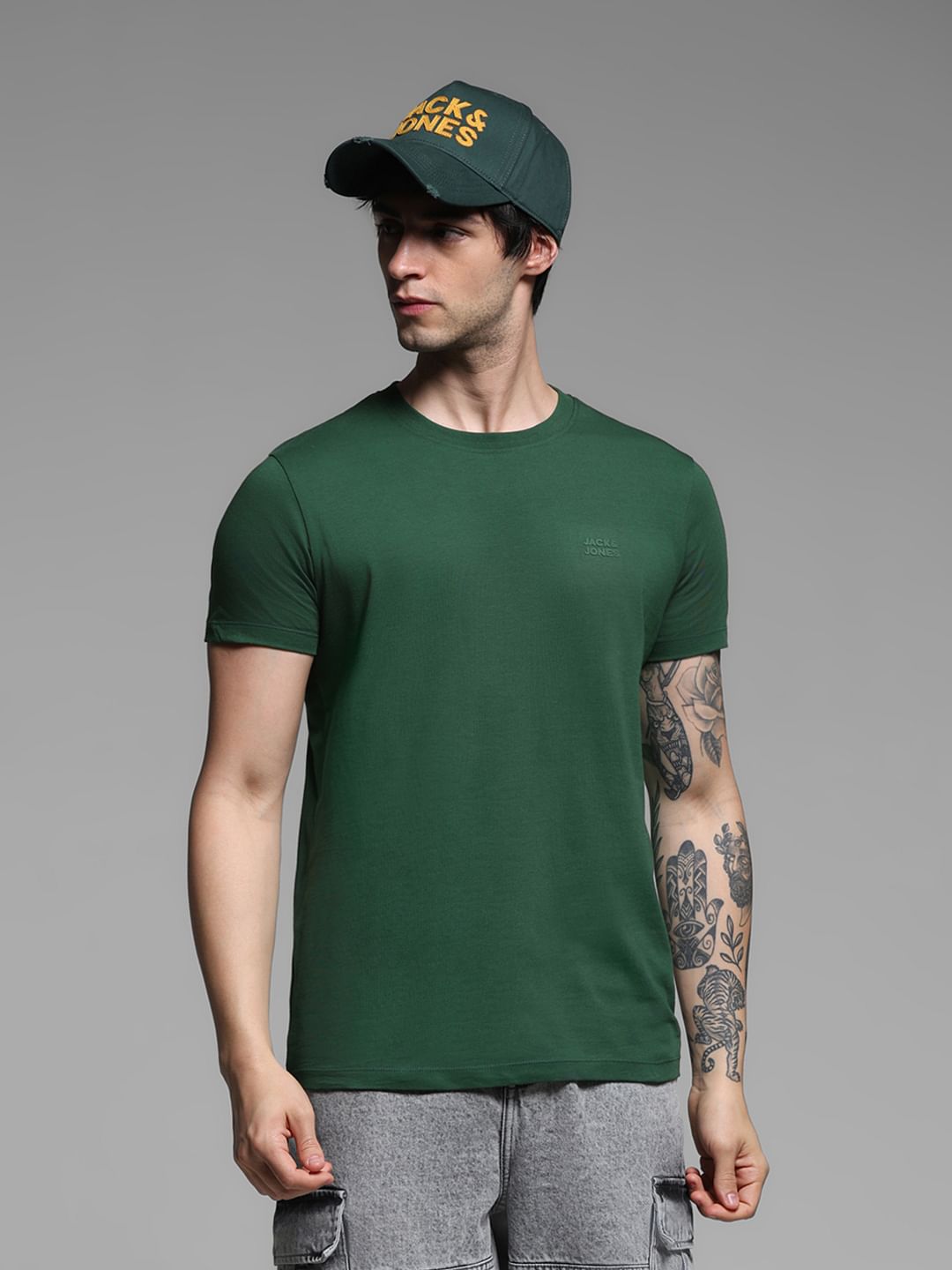 Dark Green Cotton T-Shirt - S