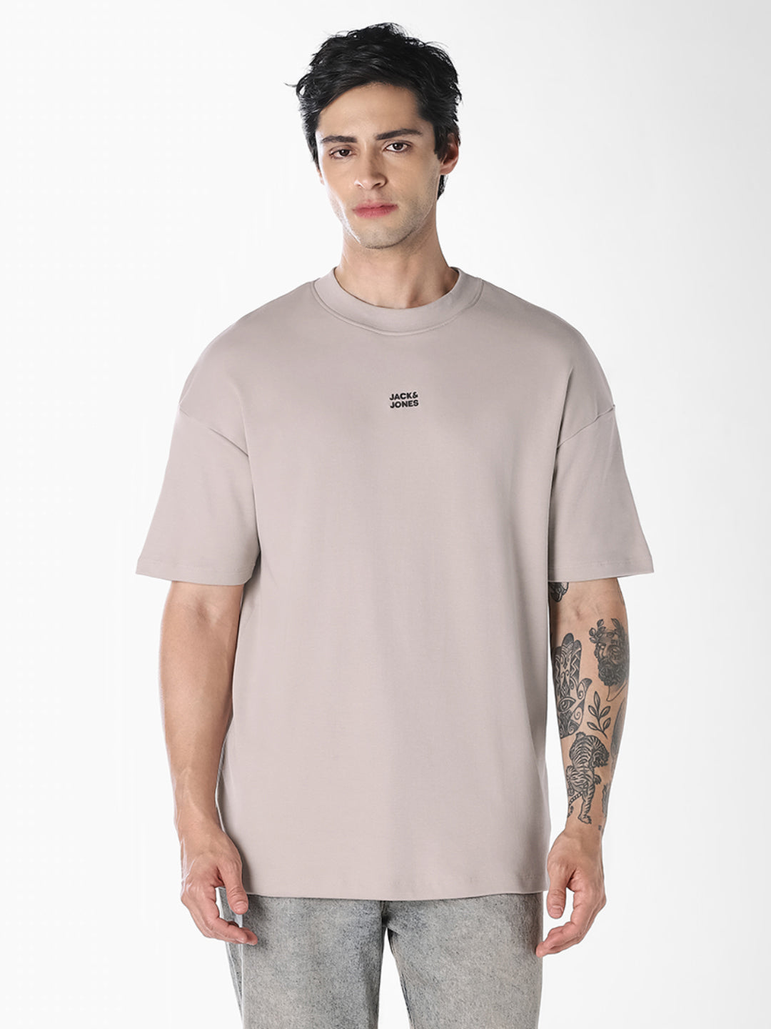 Light Brown Graphic Printed Oversized T-shirt