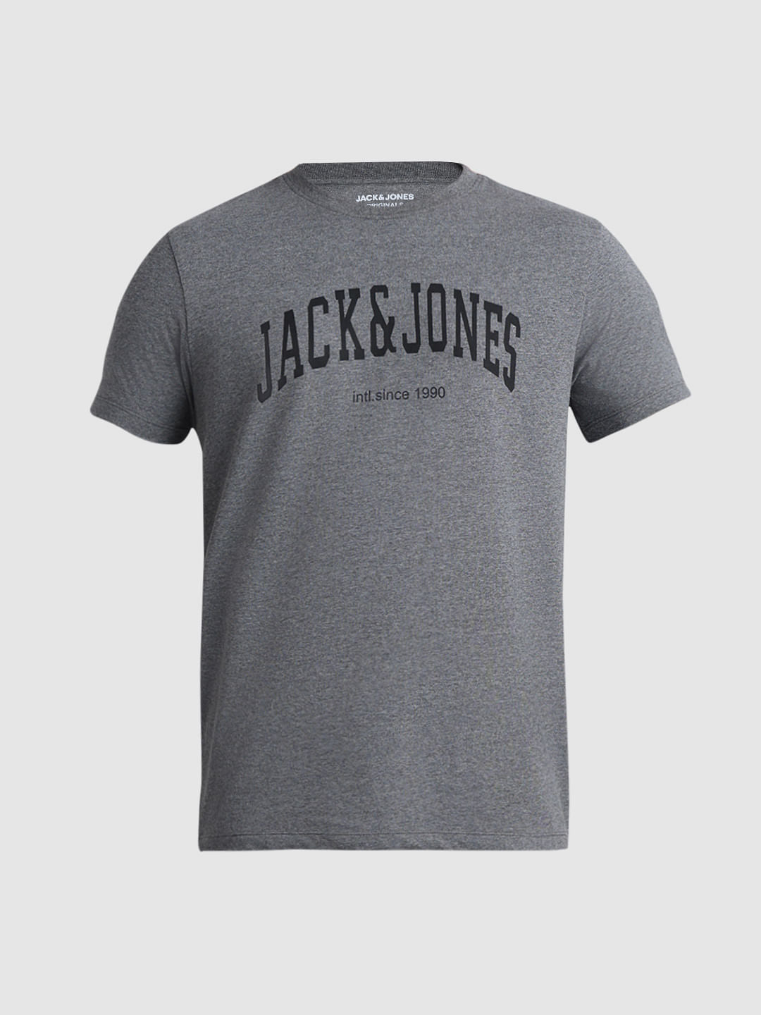 Grey Logo Text Crew Neck T-shirt