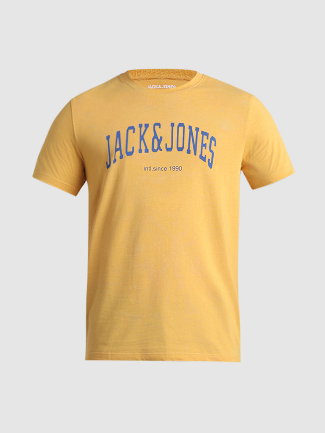 Yellow Logo Text Crew Neck T-shirt
