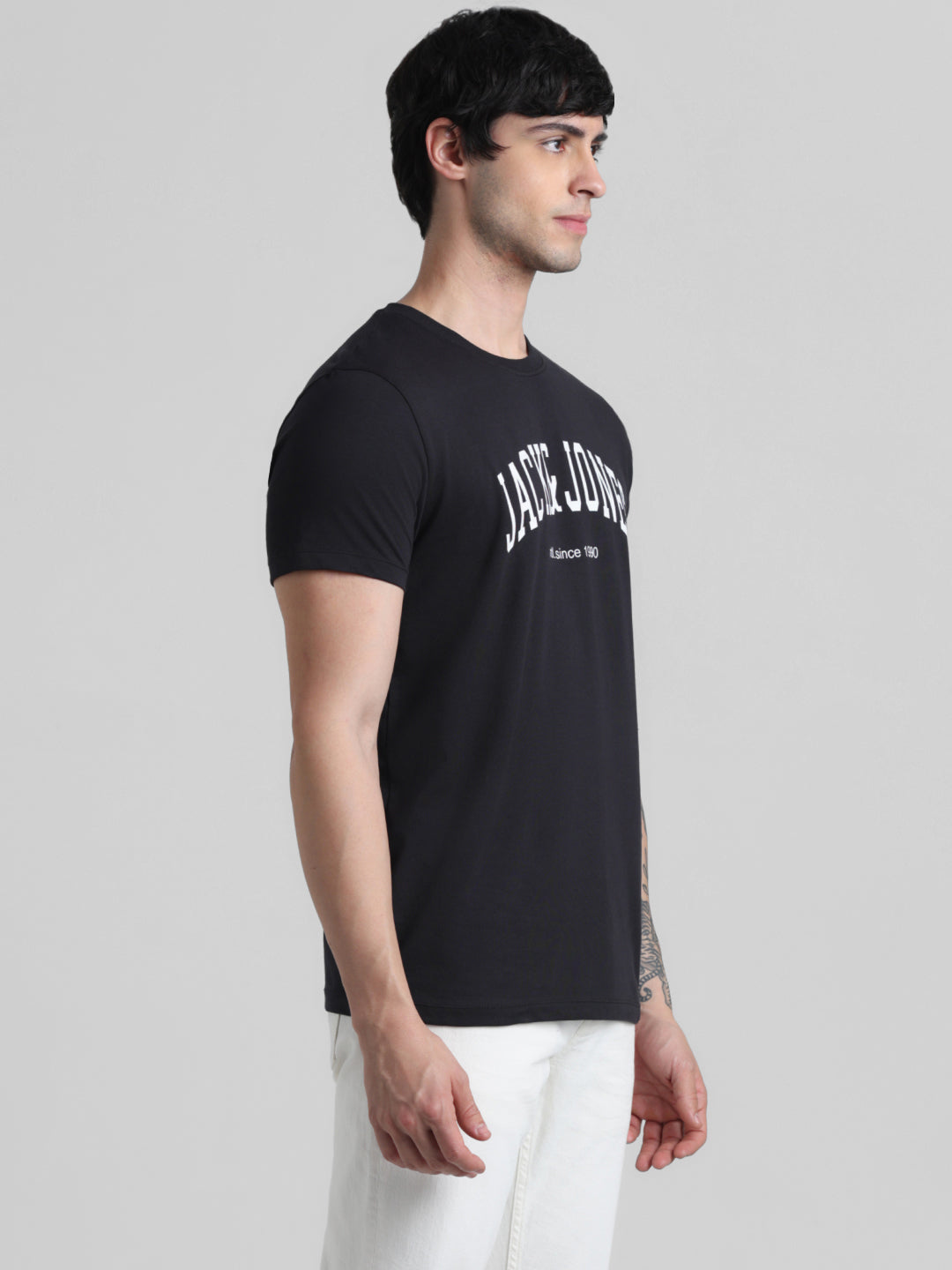 Black Logo Print Crew Neck T-shirt