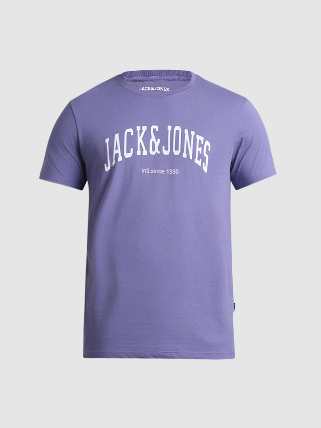 Purple Logo Text Crew Neck T-shirt