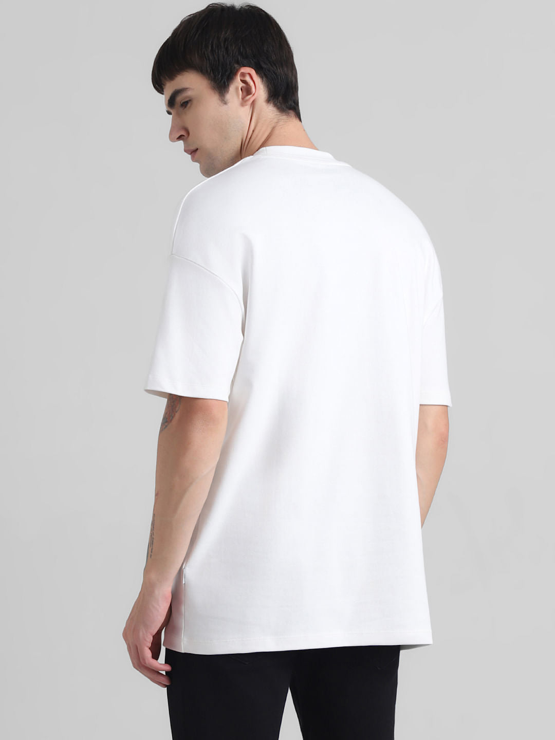 White Logo Print Oversized Crew Neck T-shirt