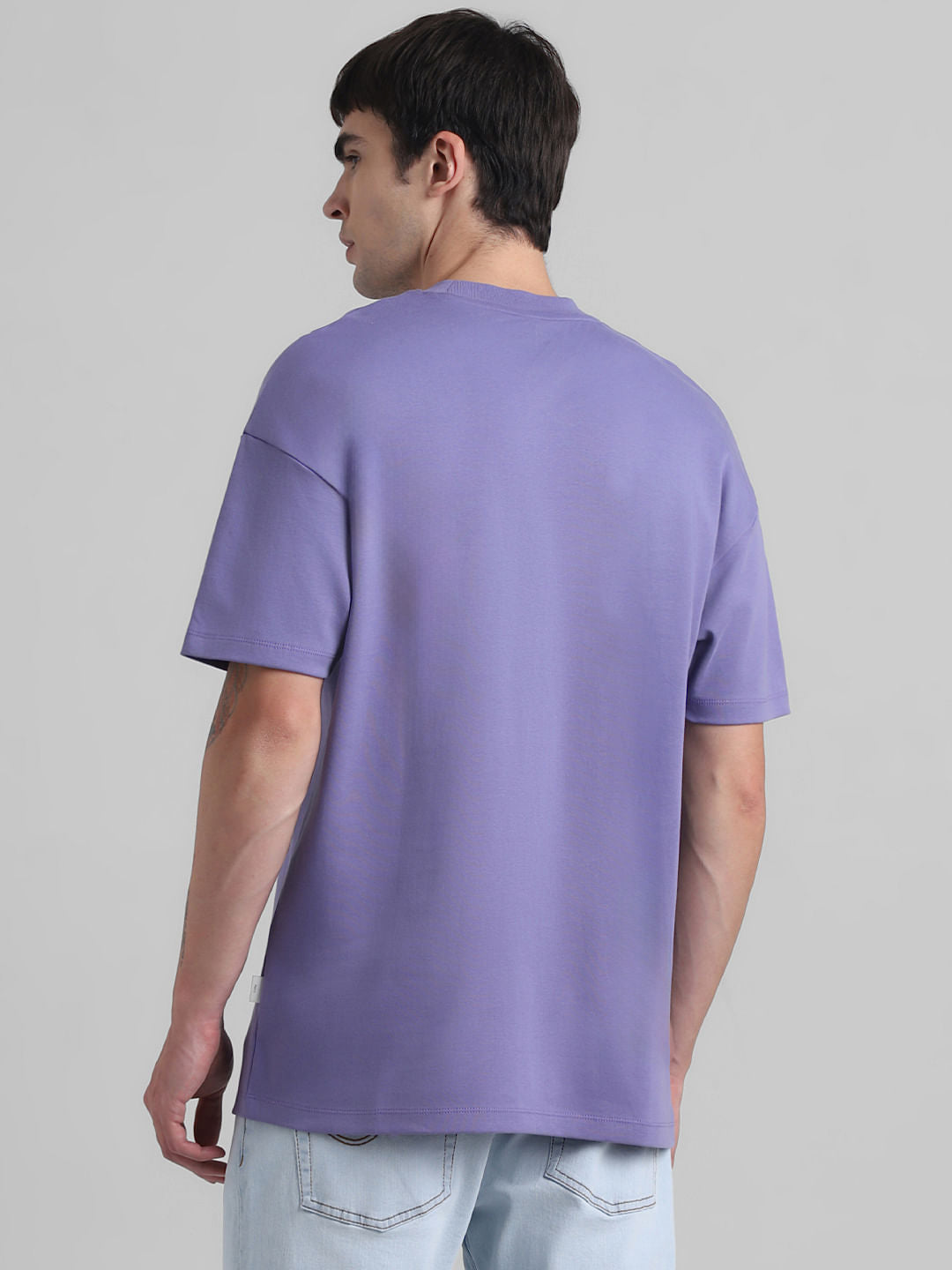 Purple Logo Print Oversized Crew Neck T-shirt