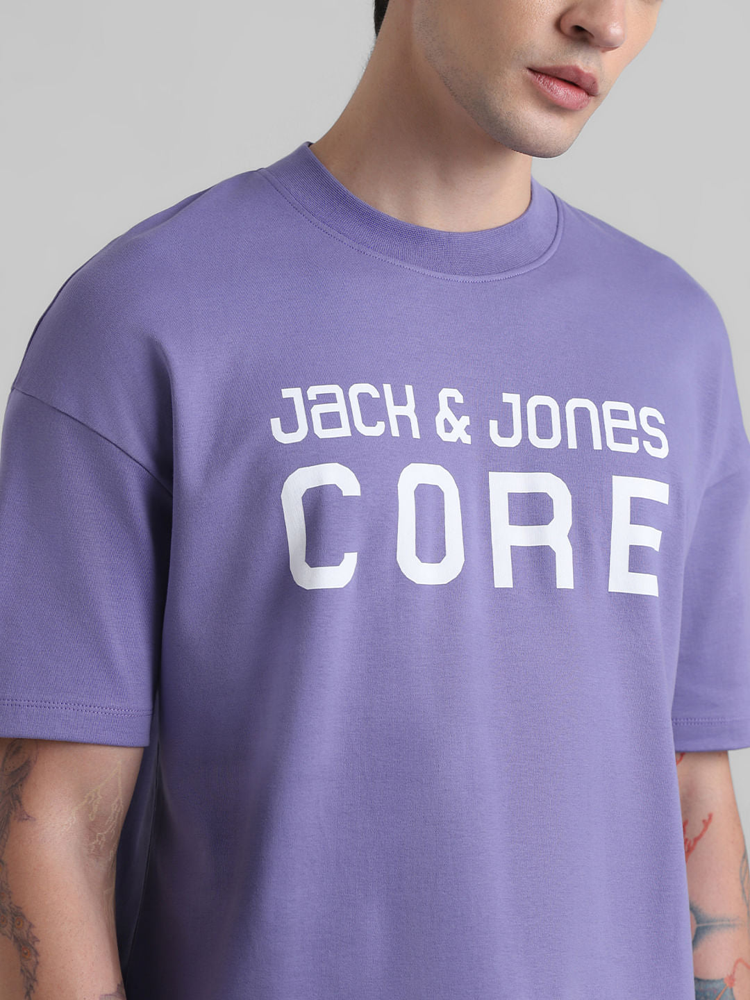 Purple Logo Print Oversized Crew Neck T-shirt