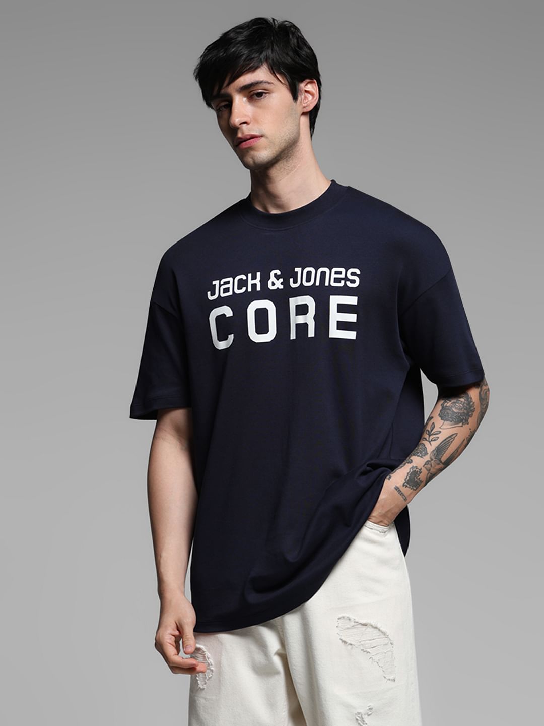 Dark Blue Cotton Oversized T-Shirt