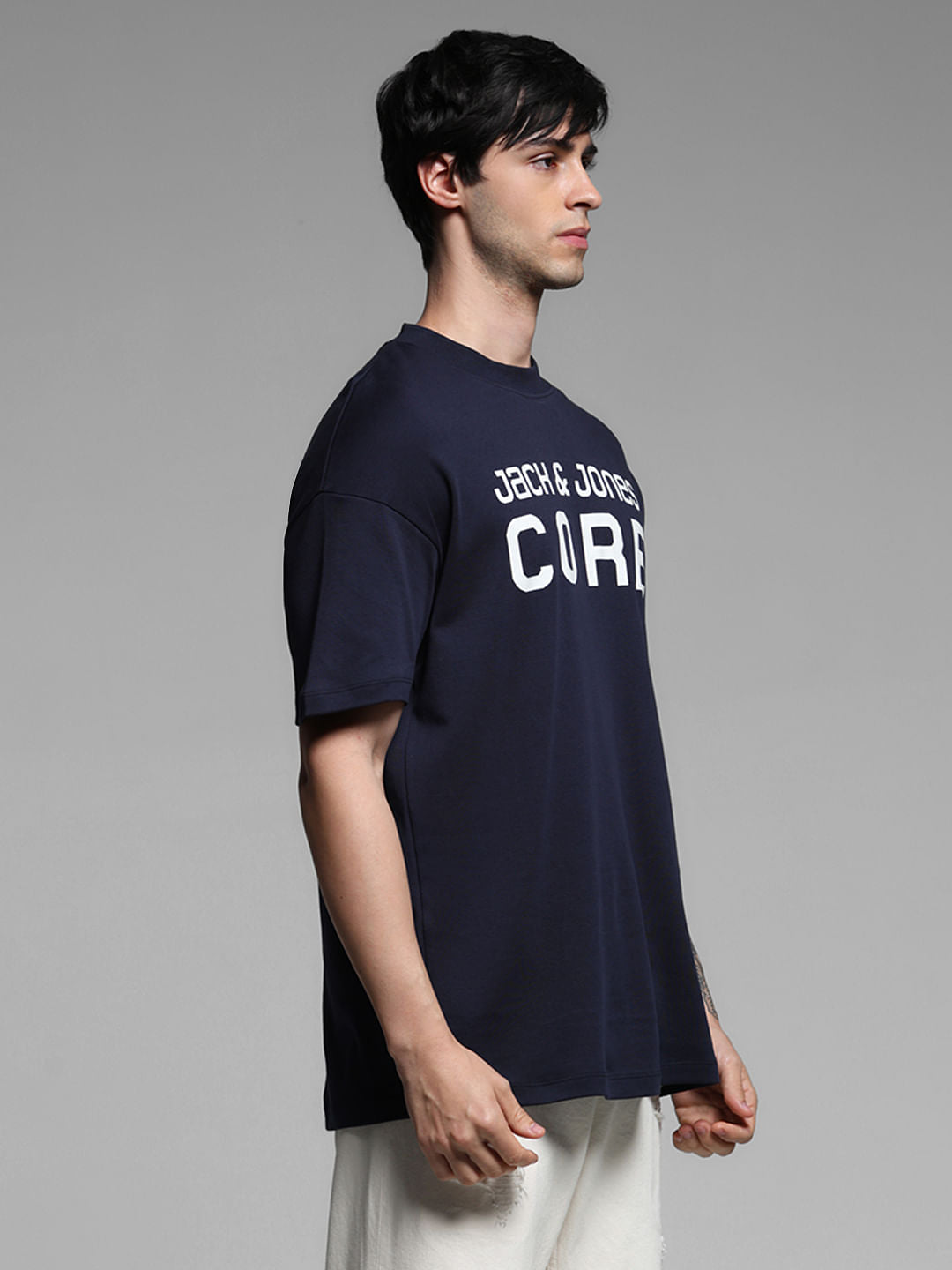 Dark Blue Cotton Oversized T-Shirt