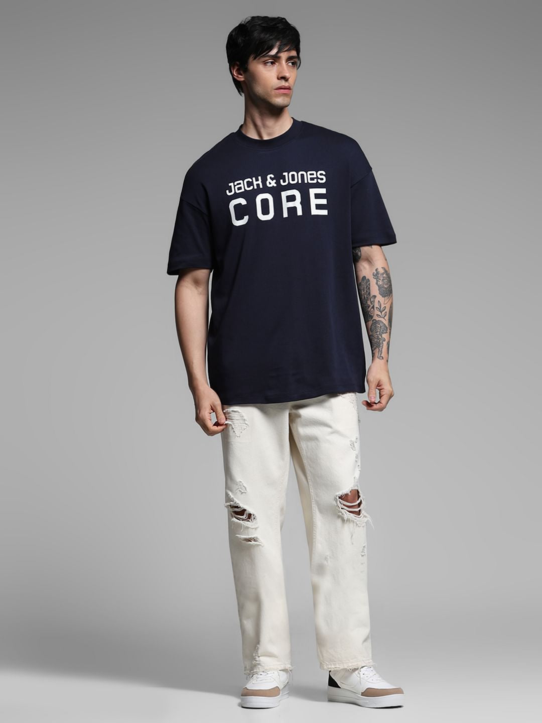Dark Blue Cotton Oversized T-Shirt