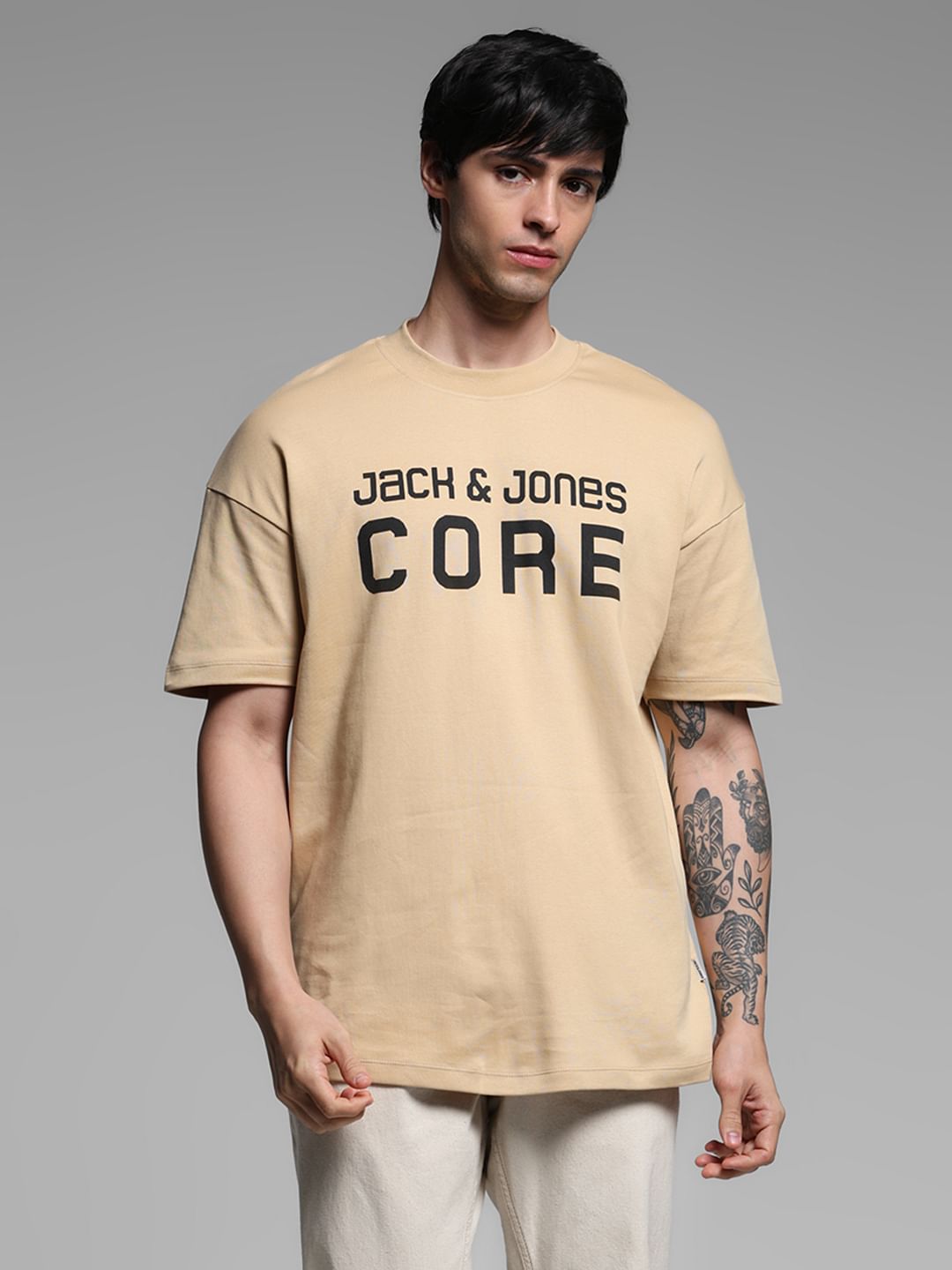 Beige Cotton Oversized T-Shirt