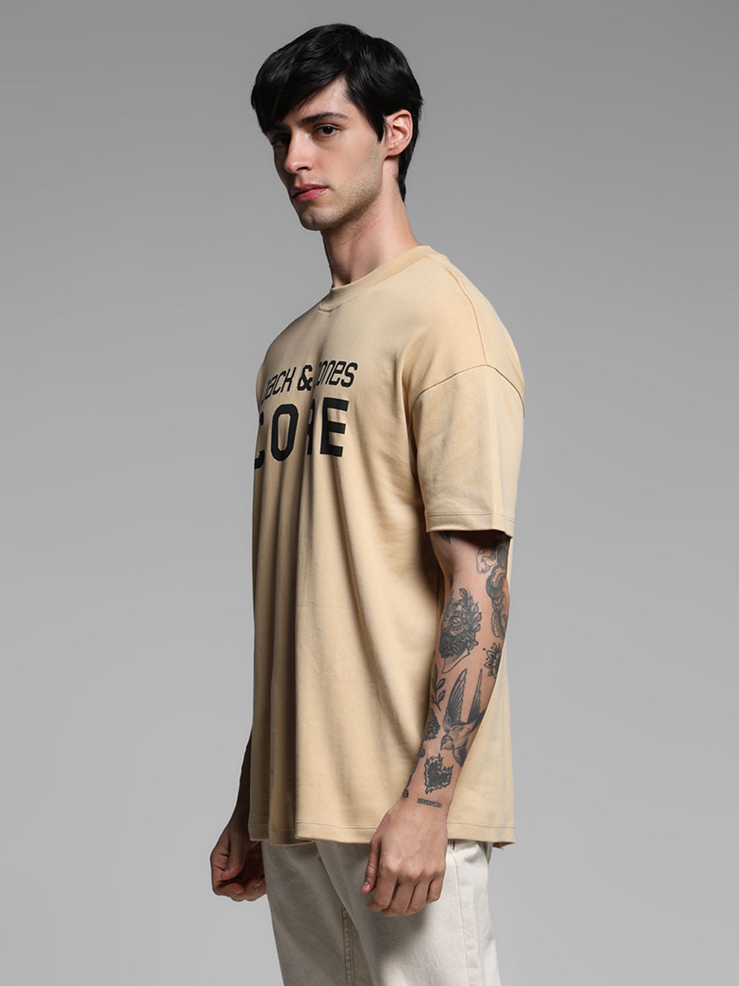 Beige Cotton Oversized T-Shirt