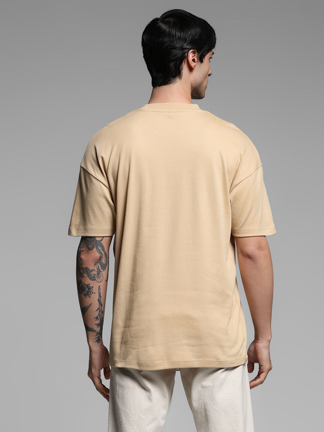 Beige Cotton Oversized T-Shirt