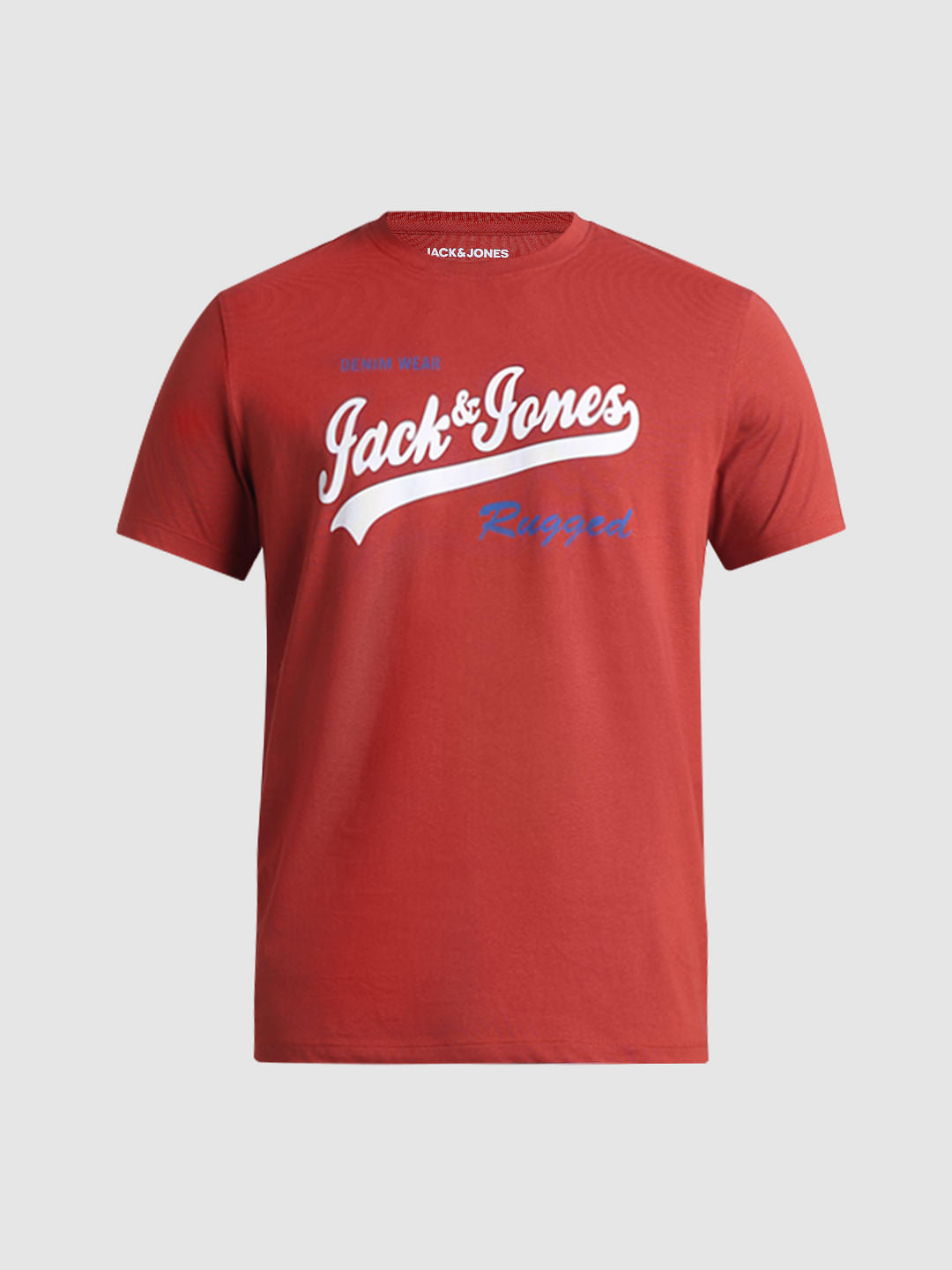 Red Logo Text Crew Neck T-shirt
