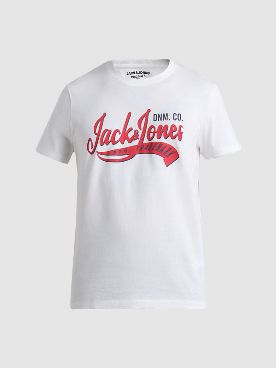 White Logo Print Crew Neck T-shirt
